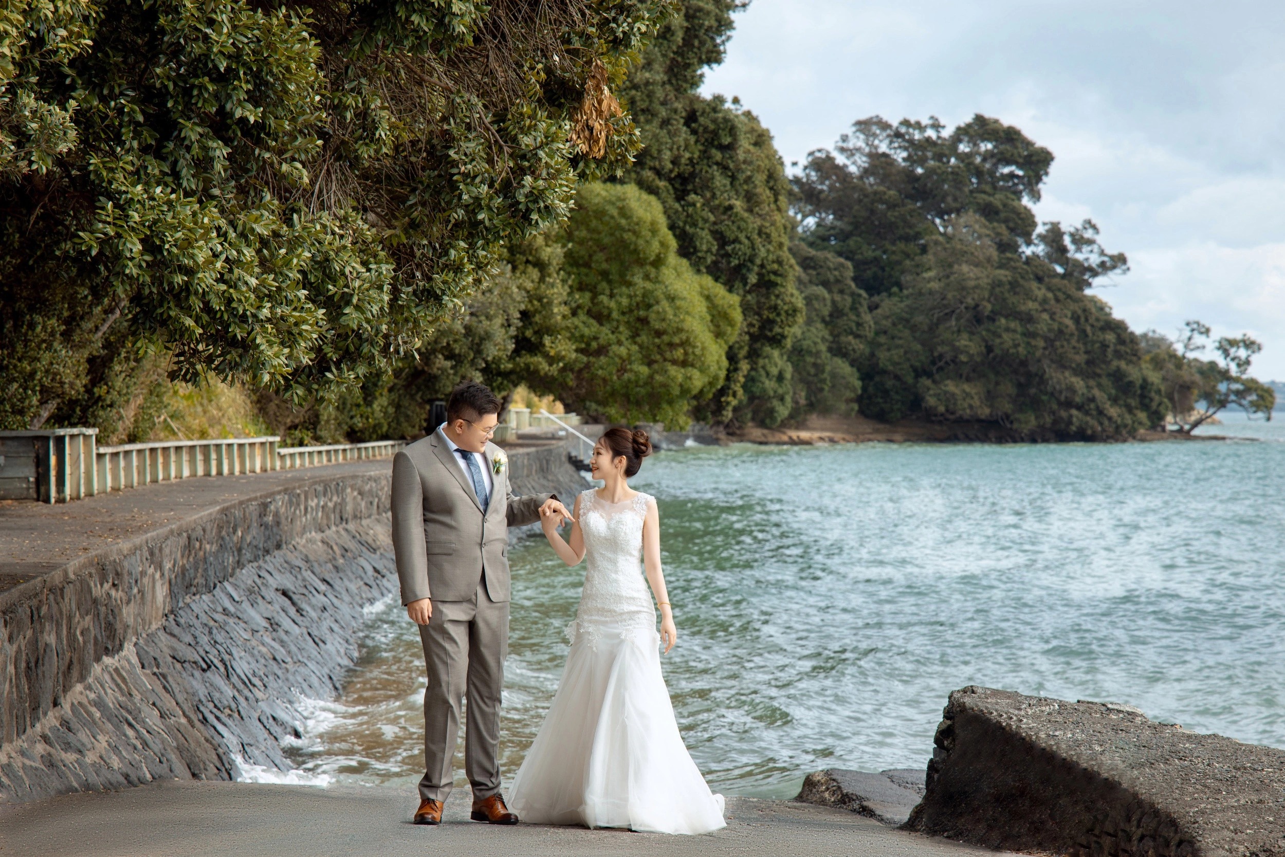 新西兰奥克兰海景高尔夫草坪婚礼(外景拍摄)