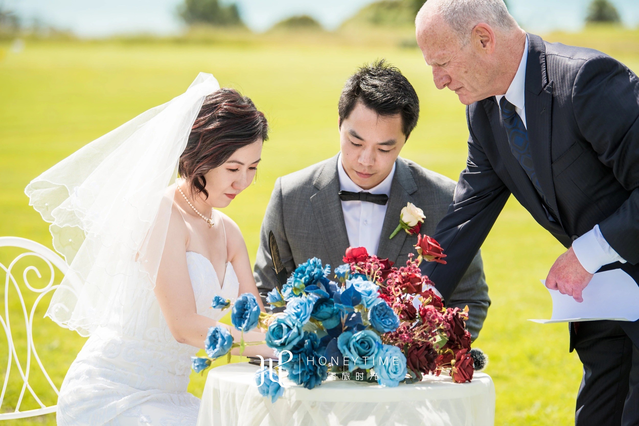 新西兰奥克兰海景高尔夫草坪婚礼(婚礼仪式)