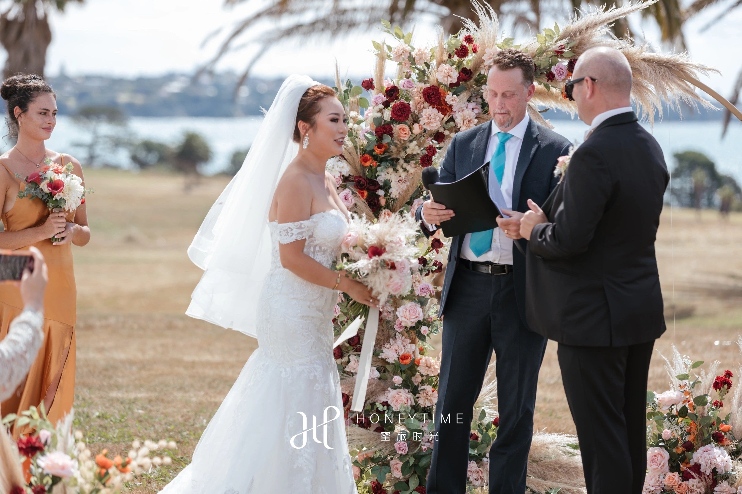 新西兰奥克兰海景高尔夫草坪婚礼(婚礼仪式)