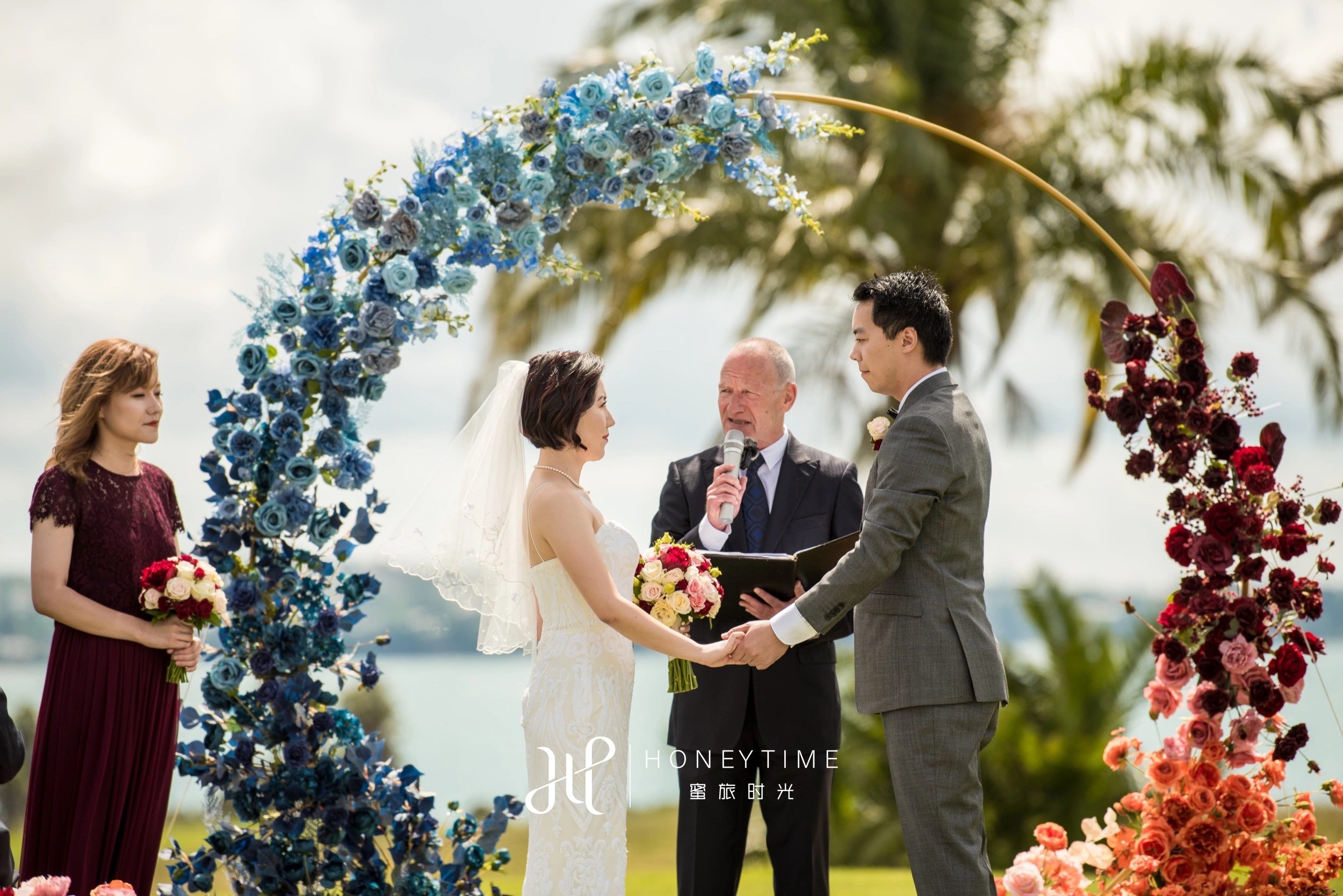 新西兰奥克兰海景高尔夫草坪婚礼(婚礼仪式)