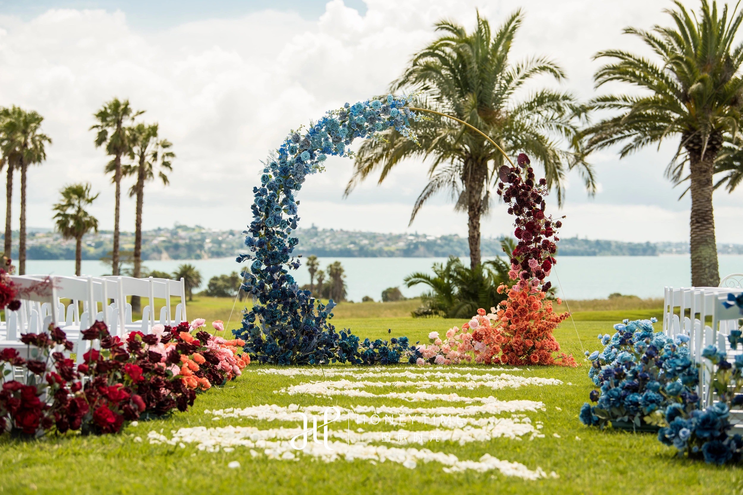 新西兰奥克兰海景高尔夫草坪婚礼(婚礼仪式)