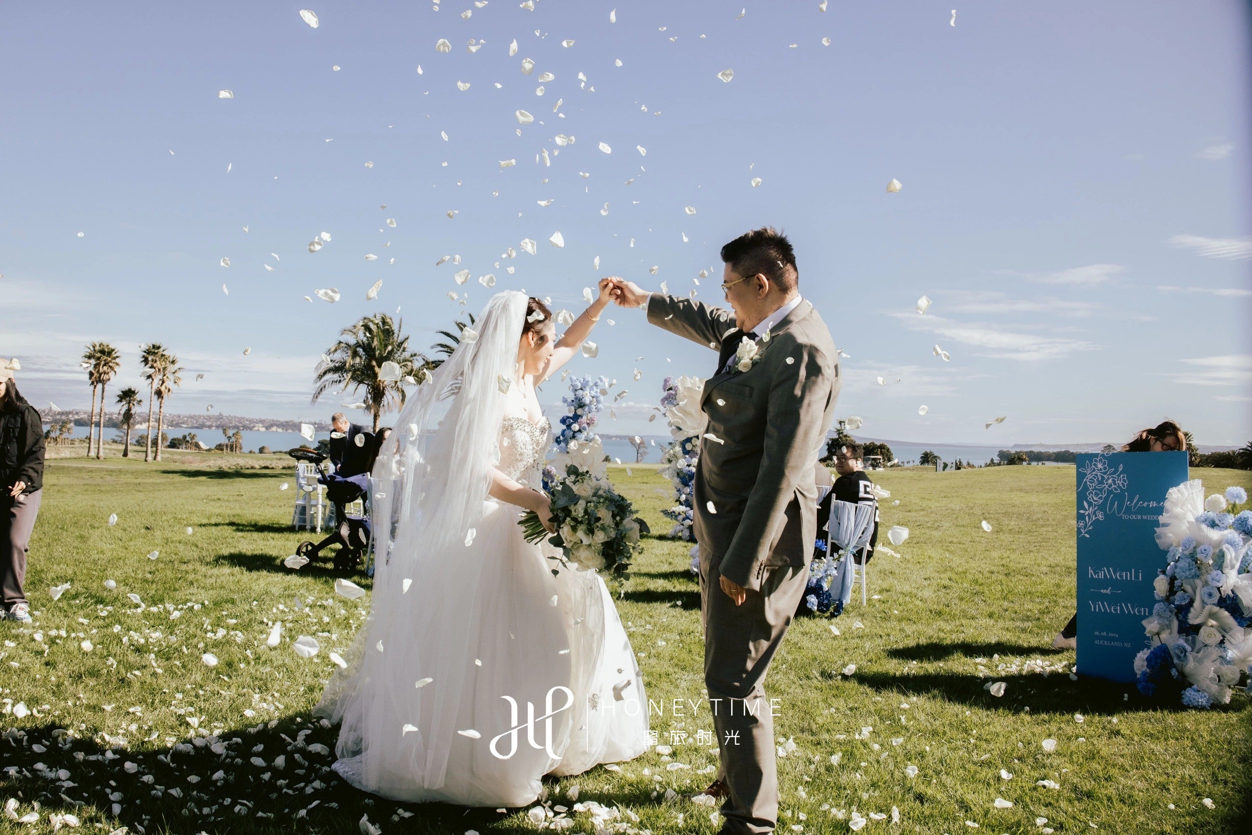 新西兰奥克兰海景高尔夫草坪婚礼(婚礼仪式)