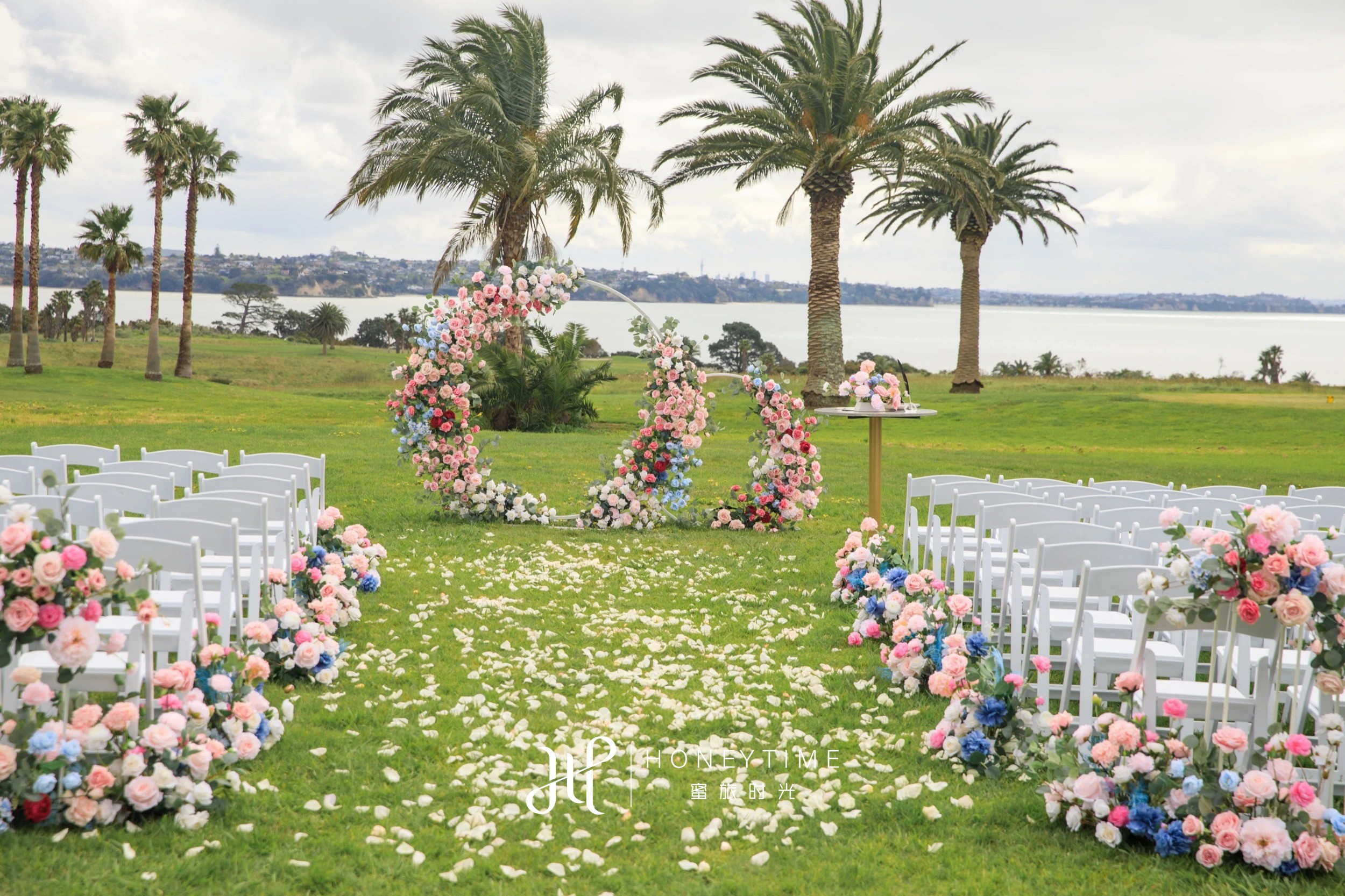 新西兰奥克兰海景高尔夫草坪婚礼(婚礼仪式)
