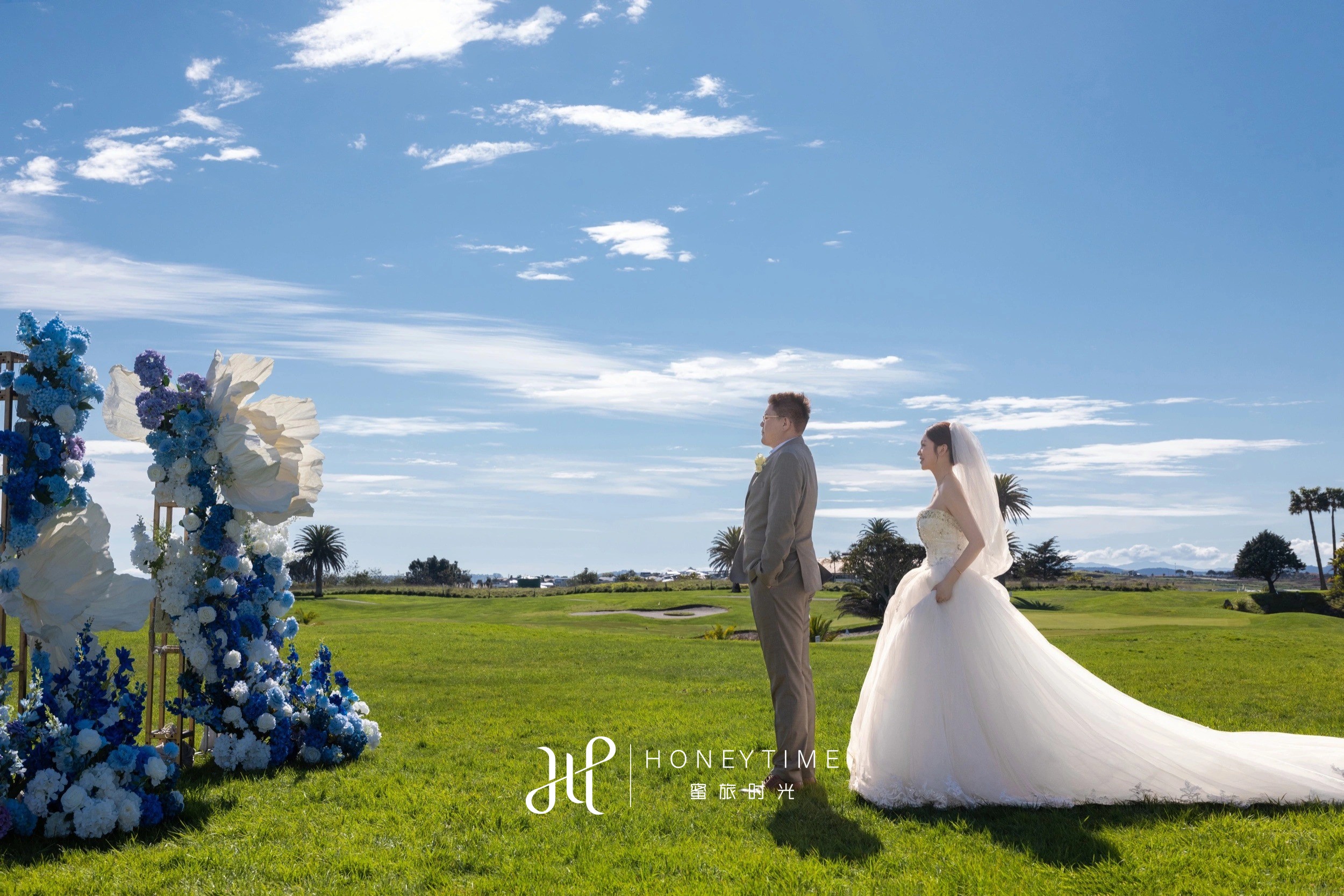 新西兰奥克兰海景高尔夫草坪婚礼(婚礼仪式)