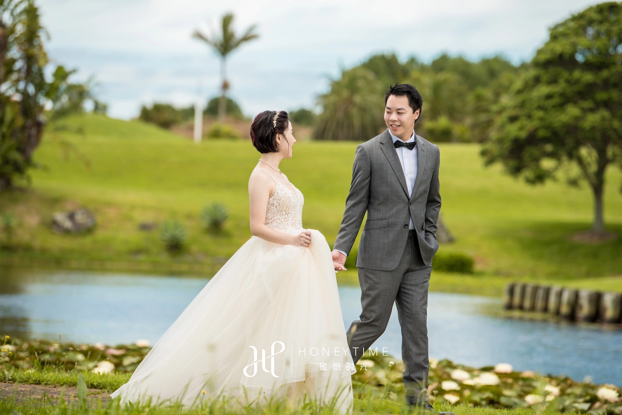 新西兰奥克兰海景高尔夫草坪婚礼(外景拍摄)